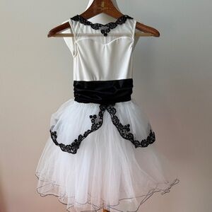 Elegant Black and White Kids Tulle Party Dress